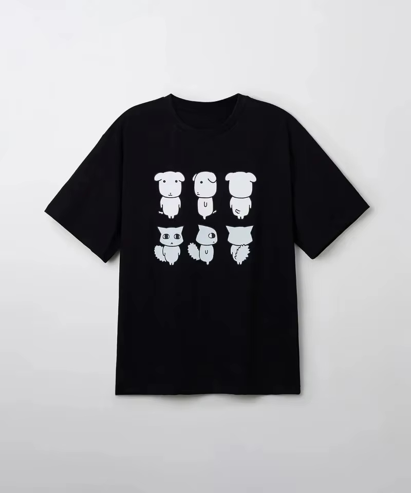 Streetwear Brand Cat - تي شيرت قطني بطبعة قطة سوداء