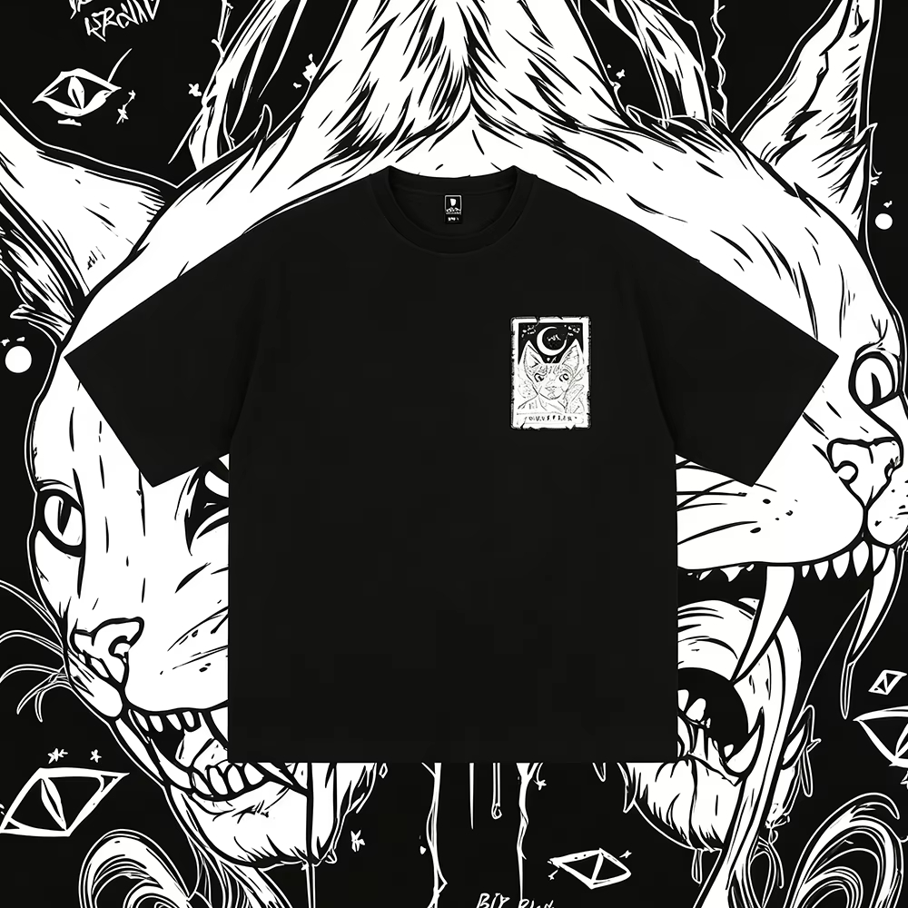 قطة القمر ​ ​ تي شيرت عصري بتص - مراجعة Streetwear Brand Cat وسعره