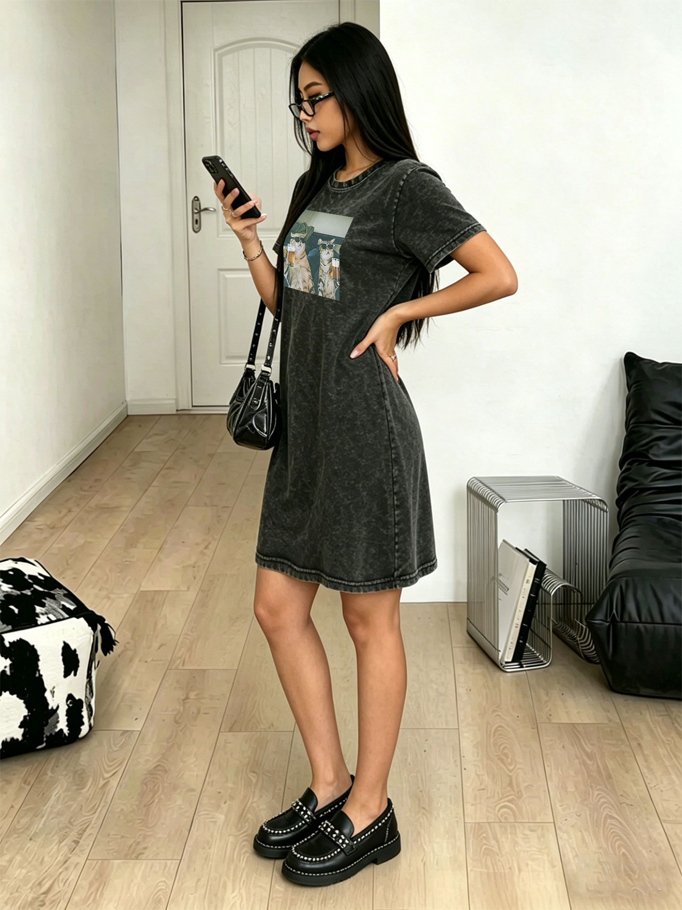 فستان تي شيرت نسائي بتصميم عتي - مراجعة Streetwear Brand Cat وسعره