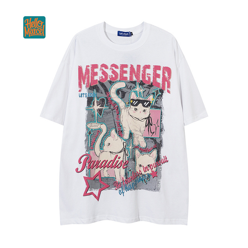 تي شيرت HELLOMARCEL للفتيات بم - مراجعة Streetwear Brand Cat وسعره